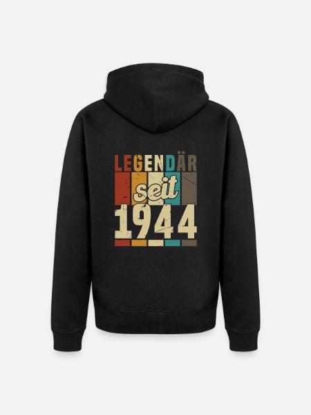 Legend since 1944 Birthday Retro - Unisex Premium Organic Zip Hoodie - black