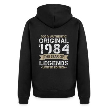 Legende 1984 Original Jahrgang Geburtstagsgeschenk - Unisex Premium Bio Zip Hoodie - Schwarz - Hinten - Nico (187cm)