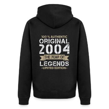Legende 2004 Original Jahrgang Geburtstagsgeschenk - Unisex Premium Bio Zip Hoodie - Schwarz - Hinten - Nico (187cm)