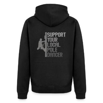 American Lineman Powerline Worker Design - Unisex Premium Bio Zip Hoodie - Schwarz - Hinten - Nico (187cm)