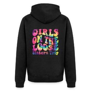 Sisters On The Loose Girls Reunion Trip - Unisex Premium Organic Zip Hoodie - black - Back - Nico (187cm)