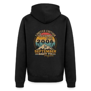 September 2006 Retro Vintage Geburtstagsgeschenk - Unisex Premium Bio Zip Hoodie - Schwarz - Hinten - Nico (187cm)