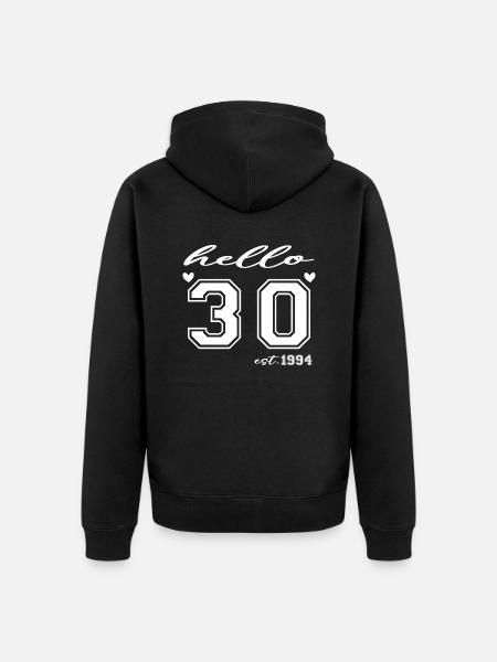 Hello 30 est 1994 - Unisex Premium Organic Zip Hoodie - black