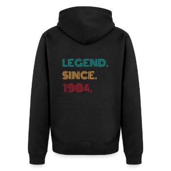 Legende seit 1984 Vinatge 1984 Geburtstagsgeschenk - Unisex Premium Bio Zip Hoodie - Schwarz - Hinten - Nico (187cm)