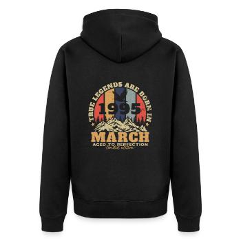 March 1995 Vintage Birthday Gift - Unisex Premium Organic Zip Hoodie - black - Back - Nico (187cm)