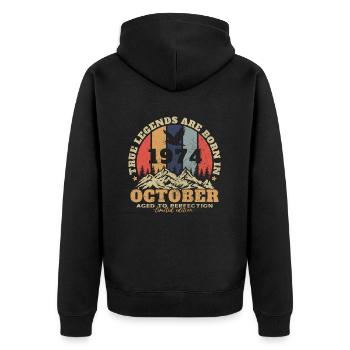 Legendary since October 1974 Vintage - Unisex Premium Organic Zip Hoodie - black - Back - Nico (187cm)