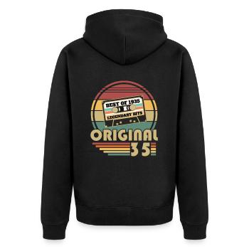 Original 1935 Vintage Retro Anniversary Gift - Unisex Premium Organic Zip Hoodie - black - Back - Nico (187cm)