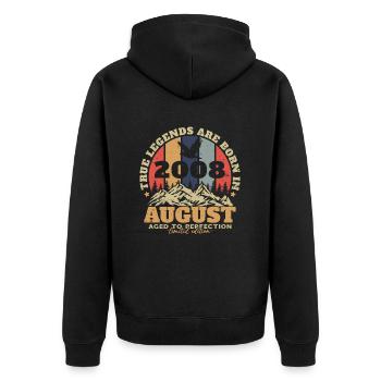 August 2008 Vintage Retro Geburtstagsgeschenk - Unisex Premium Bio Zip Hoodie - Schwarz - Hinten - Nico (187cm)