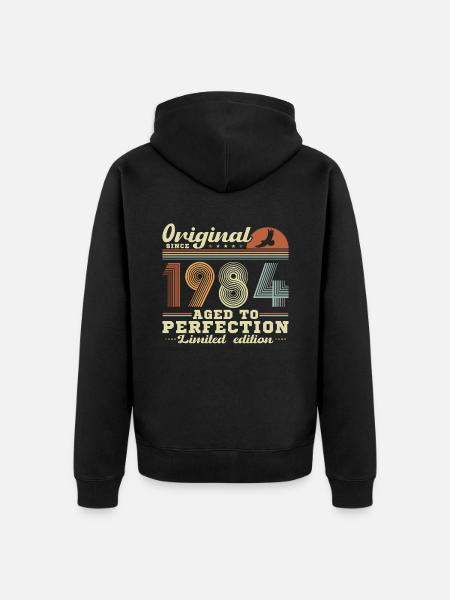Vinatge 1984 Birthday Gift - Unisex Premium Organic Zip Hoodie - black