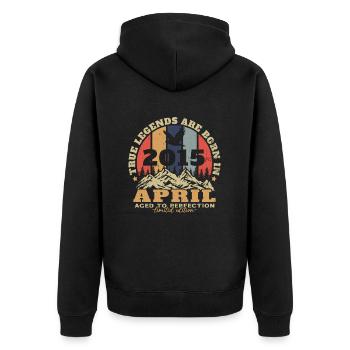 April 2015 Vintage Anniversary 2015 Gift - Unisex Premium Organic Zip Hoodie - black - Back - Nico (187cm)