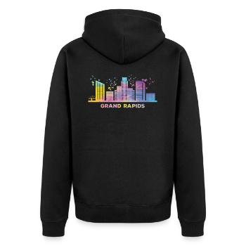 Grand Rapidian Skyline Grand Rapids - Unisex Premium Organic Zip Hoodie - black - Back - Nico (187cm)