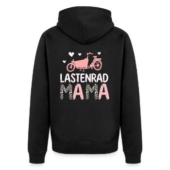 Lastenrad Mama Fahrrad Cargobike - Unisex Premium Bio Zip Hoodie - Schwarz - Hinten - Nico (187cm)