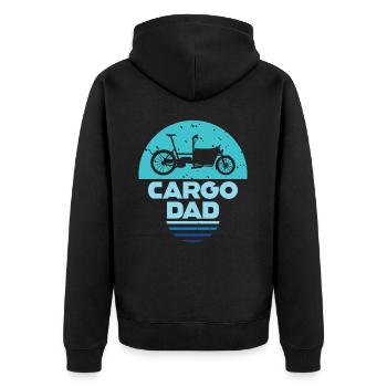 Cargo Dad Lastenrad Cargobike - Unisex Premium Bio Zip Hoodie - Schwarz - Hinten - Nico (187cm)