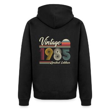 Jahrgang 1985, Jahrgang 1985 Geburtstagsgeschenk - Unisex Premium Bio Zip Hoodie - Schwarz - Hinten - Nico (187cm)
