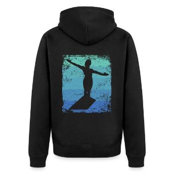 Synchronized Water Diver High Diver - Unisex Premium Organic Zip Hoodie - black - Back - Nico (187cm)