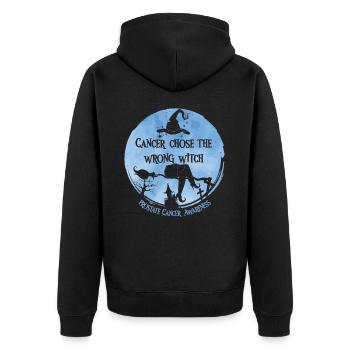 Krebshexe Hellblau Prostatakrebs - Unisex Premium Bio Zip Hoodie - Schwarz - Hinten - Nico (187cm)