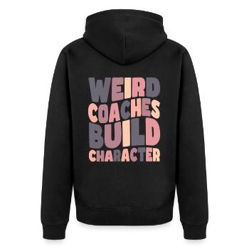 Seltsame Coaches Bilden Charakter Trainer - Unisex Premium Bio Zip Hoodie - Schwarz - Hinten - Nico (187cm)