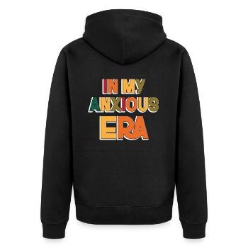 In Meiner Angst-ära Lustiges Überdenken - Unisex Premium Bio Zip Hoodie - Schwarz - Hinten - Nico (187cm)