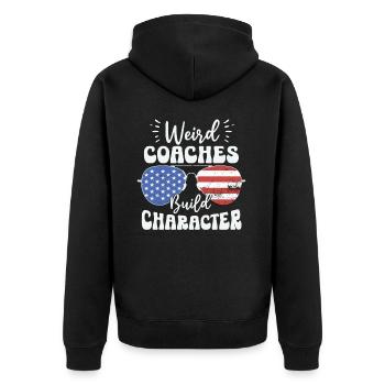 Seltsame Coaches Bilden Charakter Trainer - Unisex Premium Bio Zip Hoodie - Schwarz - Hinten - Nico (187cm)
