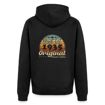 Original 1935 Vintage Retro Anniversary Gift - Unisex Premium Organic Zip Hoodie - black - Back - Nico (187cm)