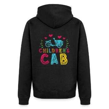 Cargo Kindertaxi Retro Cargo Fahrrad Cargobike - Unisex Premium Bio Zip Hoodie - Schwarz - Hinten - Nico (187cm)