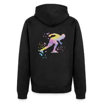 Eisschnellläufer Sportlerin Eisschnelllauf - Unisex Premium Bio Zip Hoodie - Schwarz - Hinten - Nico (187cm)