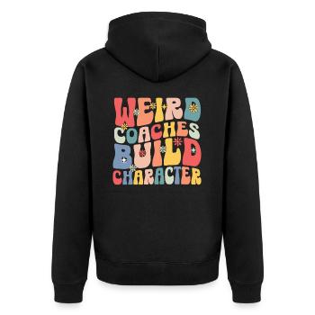 Seltsame Coaches Bilden Charakter Trainer - Unisex Premium Bio Zip Hoodie - Schwarz - Hinten - Nico (187cm)