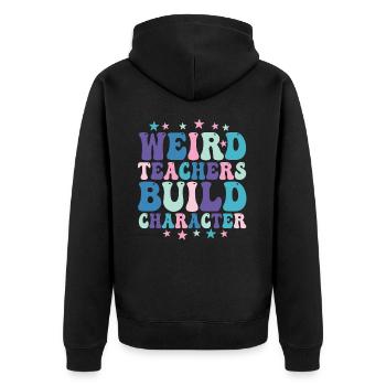 Des enseignants bizarres construisent un enseignant de caractère - Veste à capuche bio Premium Unisexe - noir - Dos - Nico (187cm)