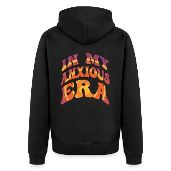 In Meiner Angst-ära Lustiges Überdenken - Unisex Premium Bio Zip Hoodie - Schwarz - Hinten - Nico (187cm)