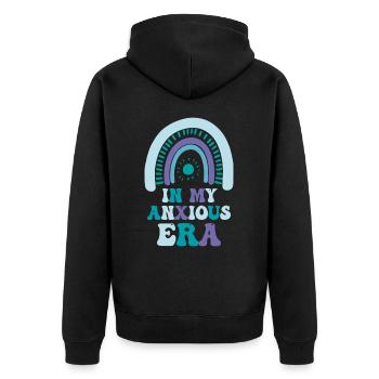 In Meiner Angst-ära Lustiges Überdenken - Unisex Premium Bio Zip Hoodie - Schwarz - Hinten - Nico (187cm)