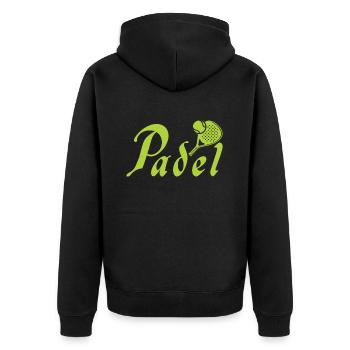 Padel Fun Padel Spieler Padelist - Unisex Premium Bio Zip Hoodie - Schwarz - Hinten - Nico (187cm)