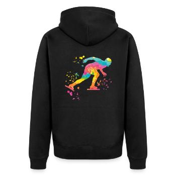 Eisschnellläufer Sportlerin Eisschnelllauf - Unisex Premium Bio Zip Hoodie - Schwarz - Hinten - Nico (187cm)