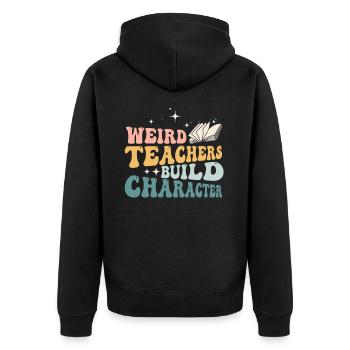 Des enseignants bizarres construisent un enseignant de caractère - Veste à capuche bio Premium Unisexe - noir - Dos - Nico (187cm)