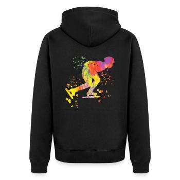 Eisschnellläufer Sportlerin Eisschnelllauf - Unisex Premium Bio Zip Hoodie - Schwarz - Hinten - Nico (187cm)
