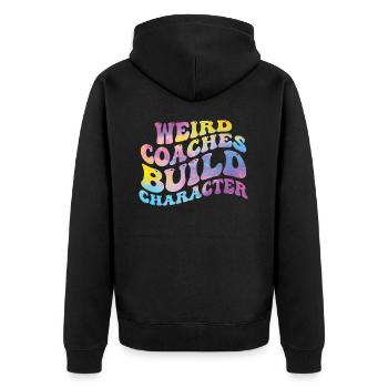 Seltsame Coaches Bilden Charakter Trainer - Unisex Premium Bio Zip Hoodie - Schwarz - Hinten - Nico (187cm)