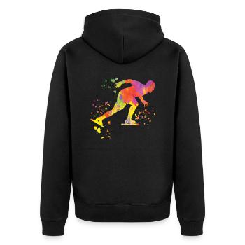 Eisschnellläufer Sportlerin Eisschnelllauf - Unisex Premium Bio Zip Hoodie - Schwarz - Hinten - Nico (187cm)