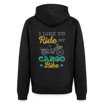 J’aime faire du vélo cargo Cargobike - Veste à capuche bio Premium Unisexe - noir - Dos - Nico (187cm)