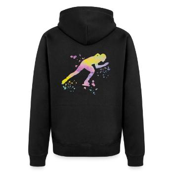 Eisschnellläufer Sportlerin Eisschnelllauf - Unisex Premium Bio Zip Hoodie - Schwarz - Hinten - Nico (187cm)