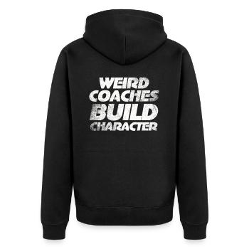 Weird Coaches Form Character Coach - Unisex Premium Organic Zip Hoodie - black - Back - Nico (187cm)