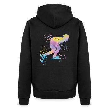 Eisschnellläufer Sportlerin Eisschnelllauf - Unisex Premium Bio Zip Hoodie - Schwarz - Hinten - Nico (187cm)