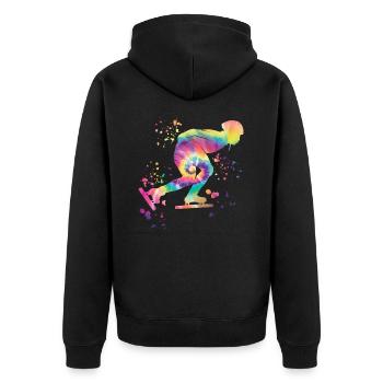 Eisschnellläufer Sportlerin Eisschnelllauf - Unisex Premium Bio Zip Hoodie - Schwarz - Hinten - Nico (187cm)