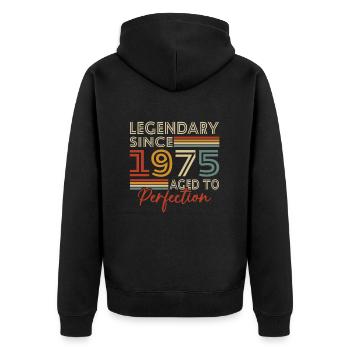1975 Vintage Retro Geburtstagsgeschenk - Unisex Premium Bio Zip Hoodie - Schwarz - Hinten - Nico (187cm)