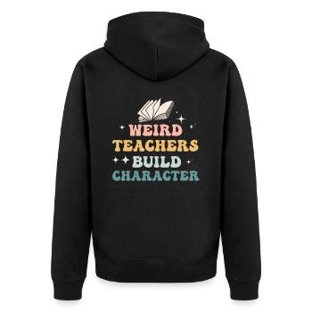 Des enseignants bizarres construisent un enseignant de caractère - Veste à capuche bio Premium Unisexe - noir - Dos - Nico (187cm)