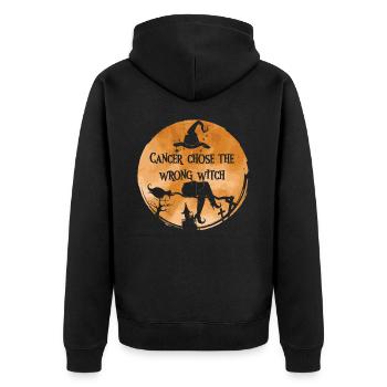 Cancer Chose The Wrong Witch Appendectomy - Unisex Premium Organic Zip Hoodie - black - Back - Nico (187cm)