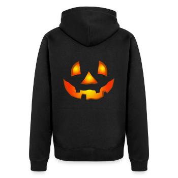 Happy Halloween Pumpkin Face - Unisex Premium Organic Zip Hoodie - black - Back - Nico (187cm)
