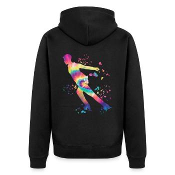 Eiskunstläufer Schlittschuhlaufen Eiskunstlauf - Unisex Premium Bio Zip Hoodie - Schwarz - Hinten - Nico (187cm)
