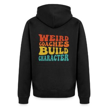 Seltsame Coaches Bilden Charakter Trainer - Unisex Premium Bio Zip Hoodie - Schwarz - Hinten - Nico (187cm)