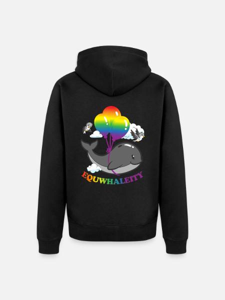 Equwhaleity Whale Social Equality - Unisex Premium Organic Zip Hoodie - black