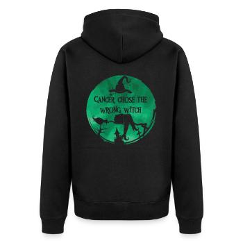 Krebs Hexe Grün Leberkrebs - Unisex Premium Bio Zip Hoodie - Schwarz - Hinten - Nico (187cm)