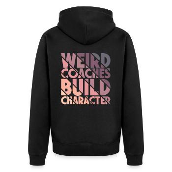 Weird Coaches Form Character Trainers - Unisex Premium Organic Zip Hoodie - black - Back - Nico (187cm)